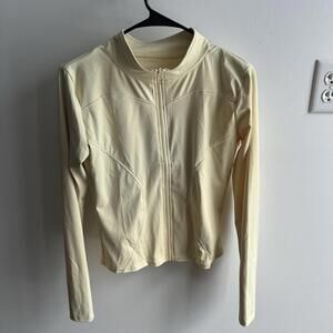 Yellow Cropped Exercise Zip Up Jacket Size Large Gym Running Yoga NWOT